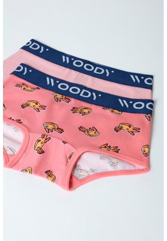 Woody Meisjes Boxer 2pack wit-roze 221-1-SHD-Z/082