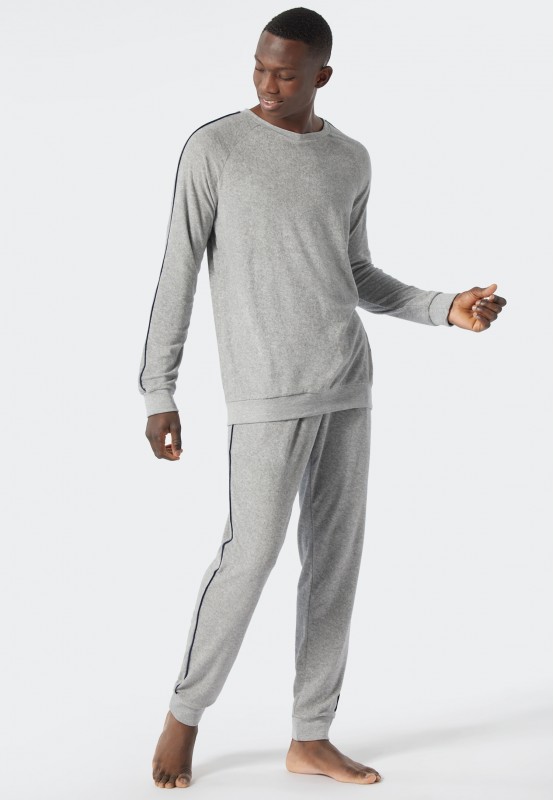 Schiesser Heren warme pyjama grey melange (178036-202)
