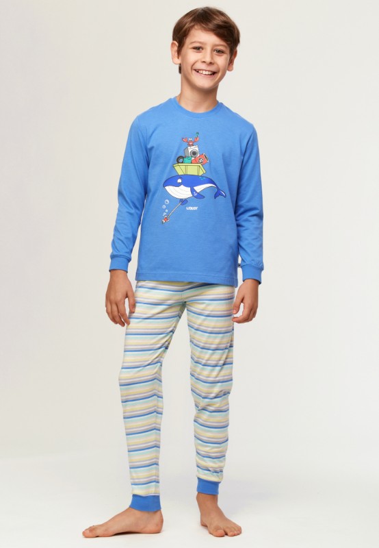Woody Jongens Pyjama blauw (231-1-PLC-S/866)