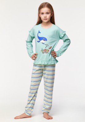 Meisjes Pyjama turquoise...