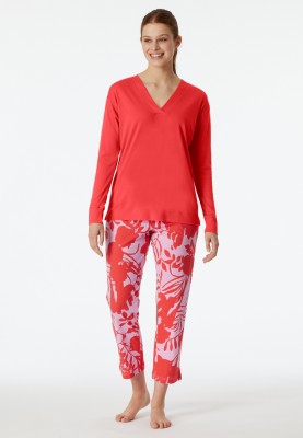 Pyjama met bloem short rood...