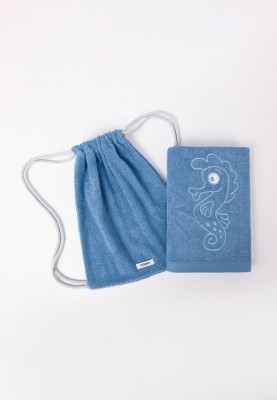 Handdoek met rugzakje blauw...